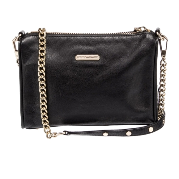Rebecca Minkoff 3 zipper black crossbody/clutch with the tassels removable strap - Picture 1 of 5